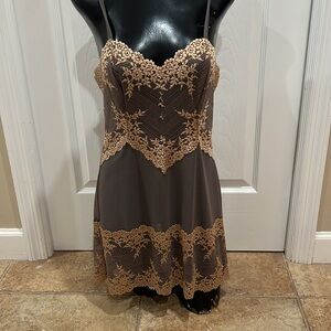 Wacoal Embrace Lace Chemise Taupe Ivory New Sz M Sexy Sheer Embroidered